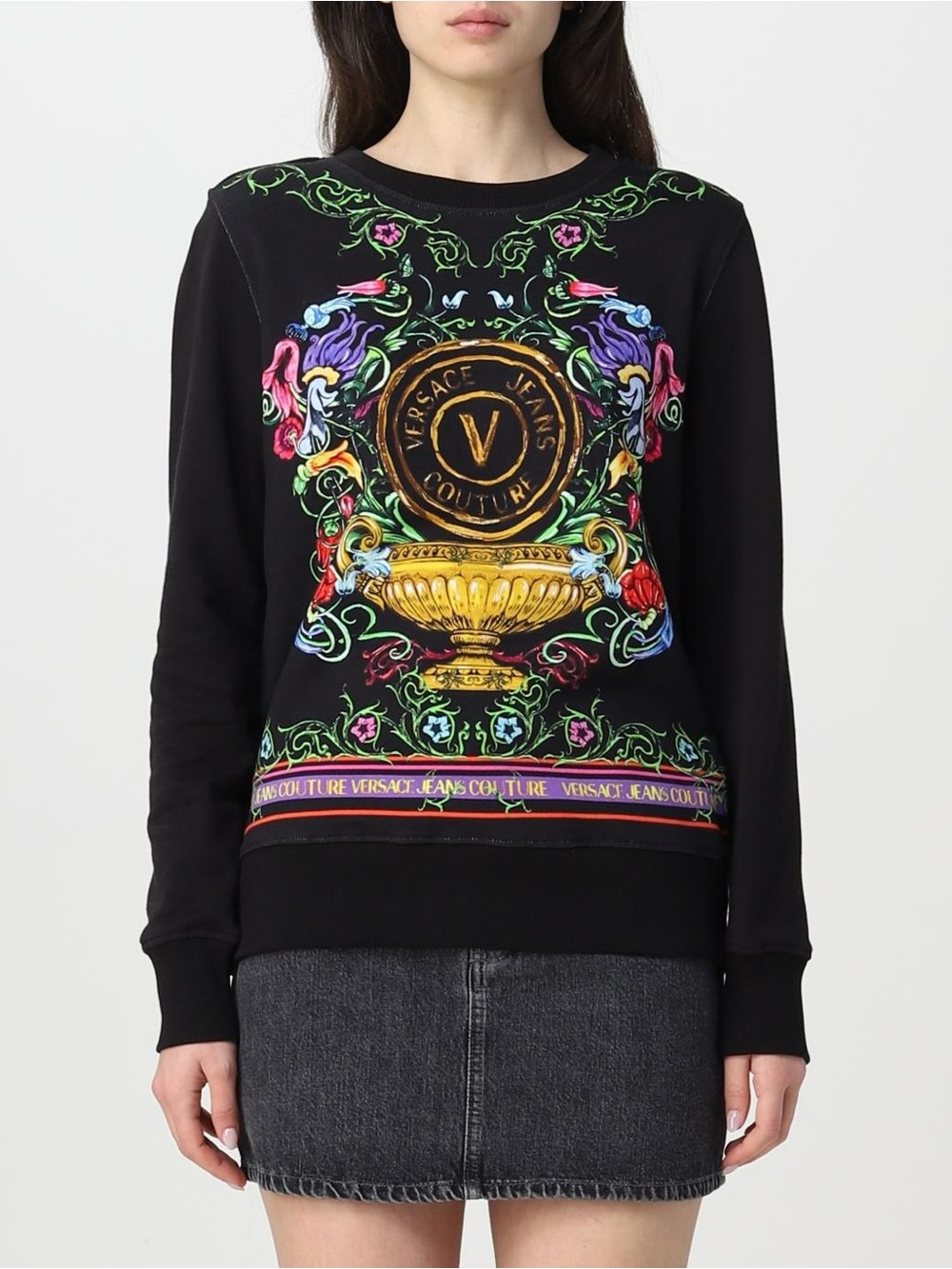 Versace Jeans Couture Cotton Logo V-Emblem Garden Sweatshirt Small